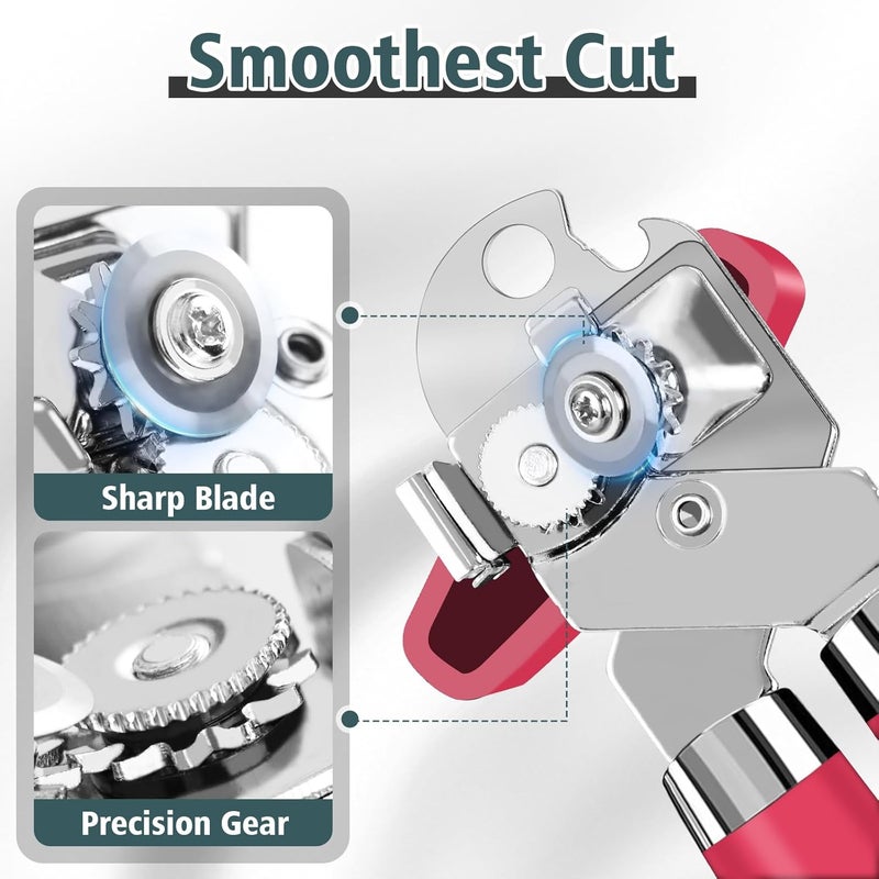 Yannier Multifunctional Heavy Duty Can Opener Manual Smooth Edge Can Opener and Bottle Openers with Magnet Durable Sharp Cutting Blade Comfortable Handle Big Effort-Saving Knob Kitchen Tool - Image 3